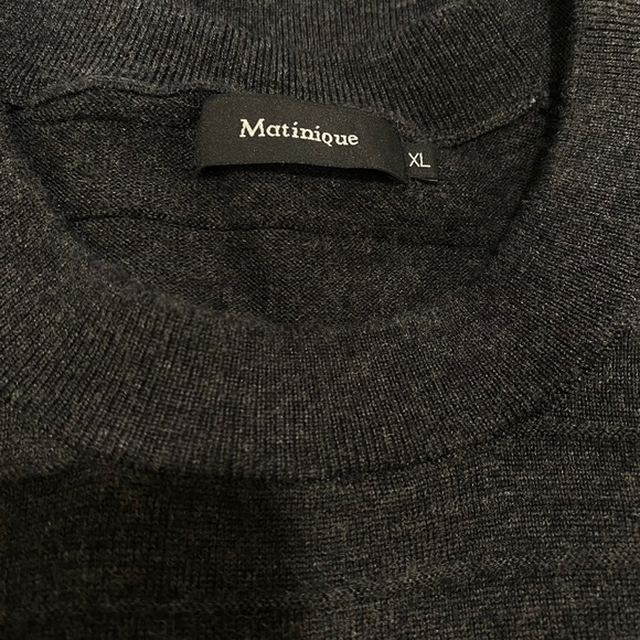 Matinique Knitted 100% Wool Pullover Sweater Mens XL Dark Grey - Picture 3 of 10